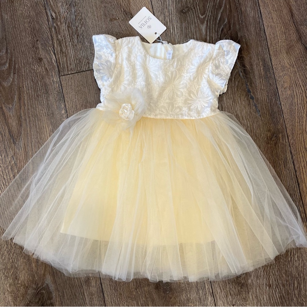 NWT Sofija Baby Girl Dress Ivory A-line Lace Tulle Flower girl wedding Formal